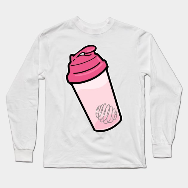 Protein Shake in Pink Long Sleeve T-Shirt by SusanaDesigns